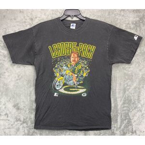 VTG Starter Green‎ Bay Packers T-Shirt Sz Large Leader of The Pack Mike Holmgren